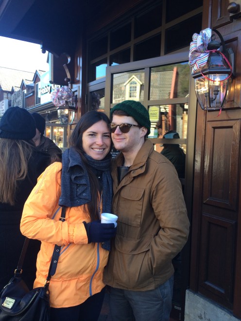 Waiting in line for breakfast.