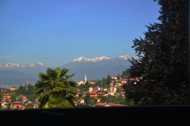 The view of the Italian Alps from the house on a clear day. 