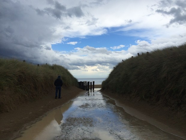 My dad walking to Utah Beach.