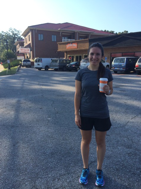 Stopped at Jittery Joe's for some coffee after a run in my new Mizuno Wave Prophecy 3s. 