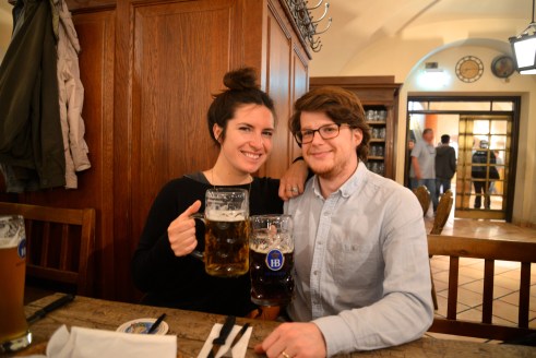 Celebrated Jeremy's birthday at the Hofbrauhaus. 