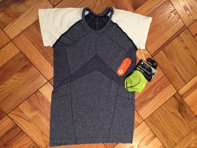 I got this Oiselle shirt, socks, and an armband for my iPhone 6. 